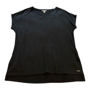 Orvis Classic Collection Black Knit Short Sleeve Top Women Shirt Metal Logo Med